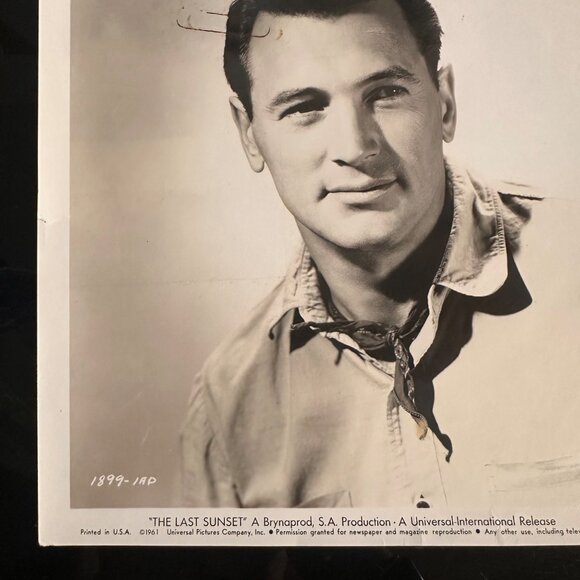 Vintage 1961 "The Last Sunset" Rock Hudson Black & White Headshot Universal Inte - Picture 8 of 13